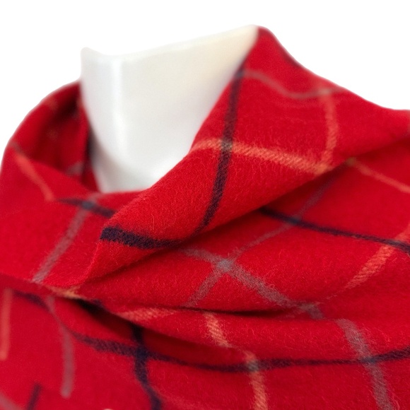 Red Tartan Plaid Wool Scarf – Classic Winter Pattern with Fringe - 12" x 54" - Picture 4 of 10